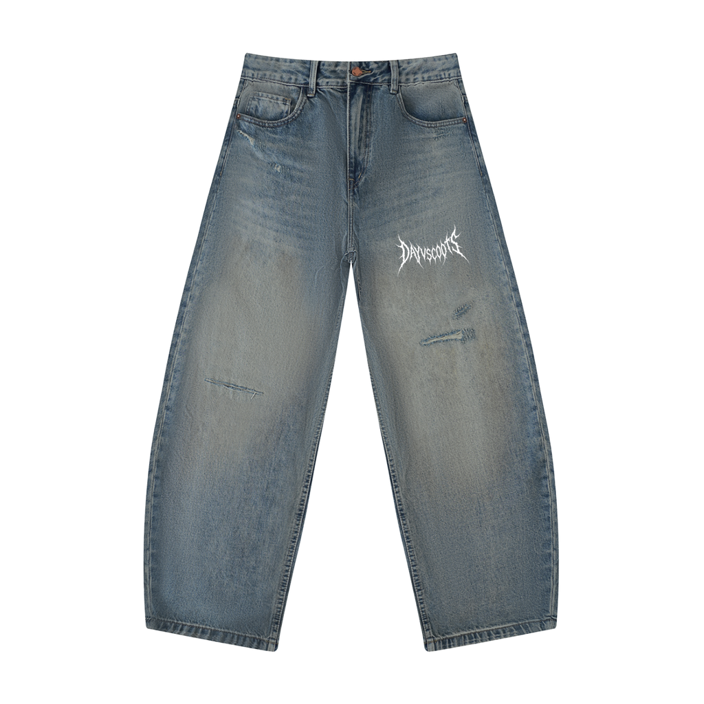Men's Distressed Barrel Leg Jeans - Front