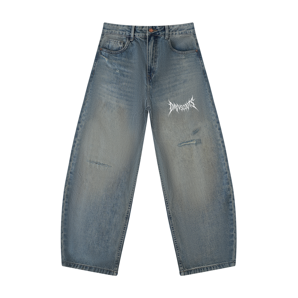 Men's Distressed Barrel Leg Jeans - Front