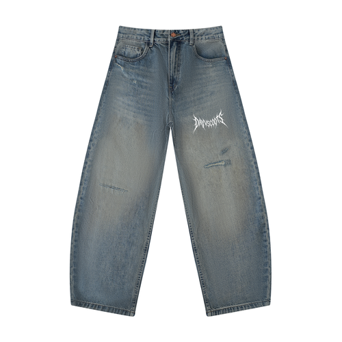 Men's Distressed Barrel Leg Jeans - Front