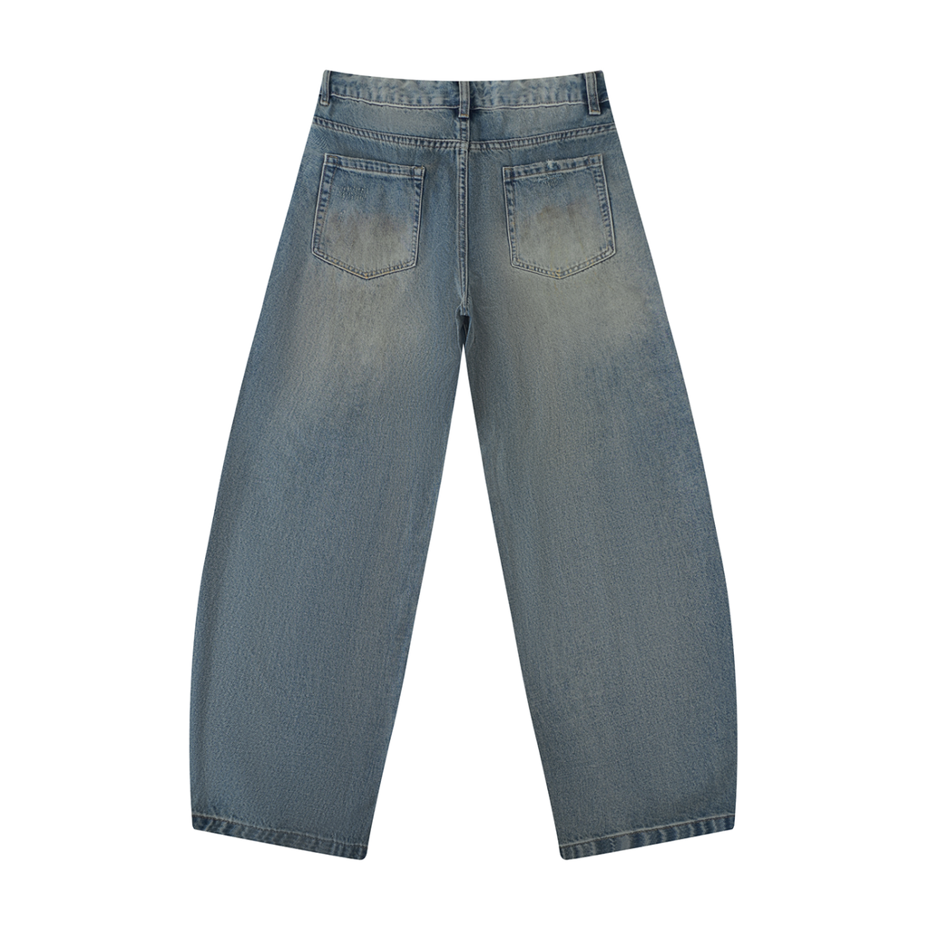 Men's Distressed Barrel Leg Jeans - Back