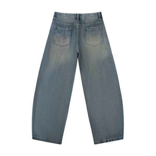 Men's Distressed Barrel Leg Jeans - Back